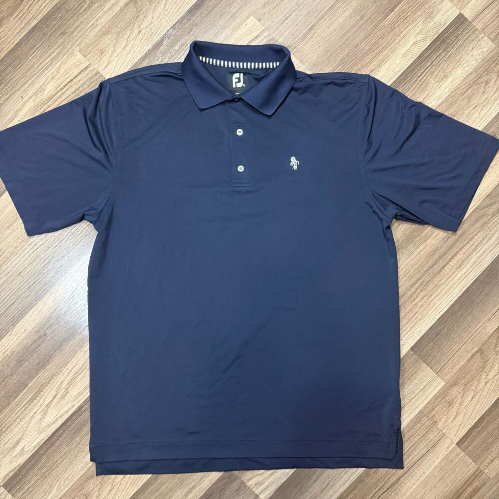 FootJoy FJ Men’s Navy Blue Golf Polo Shirt Palm Tree Logo Short Sleeve Large